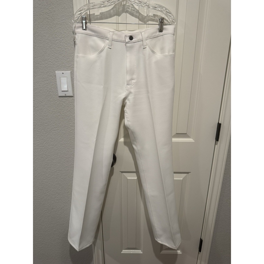 Vtg Wrangler Pants White Polyester USA Mens 33x32 Boot Cut Western 80s 90s